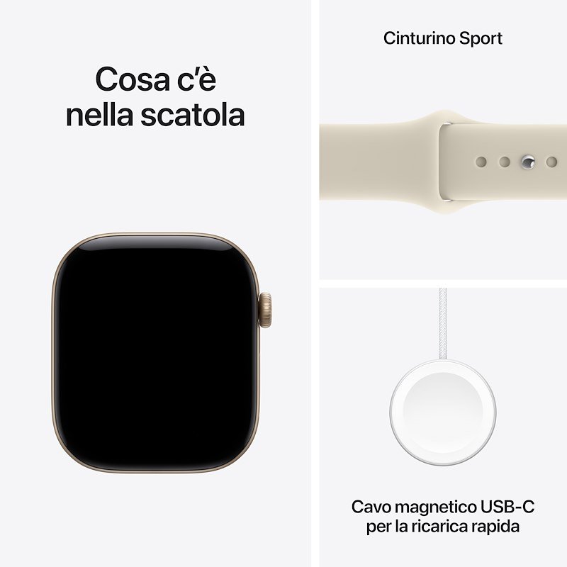 Apple Watch Series 12 GPS 46MM M/L Cassa Alluminio Oro chiaro e Sport Band Sabbia
