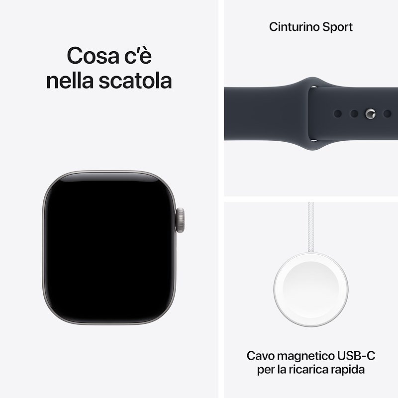 Apple Watch Series 12 GPS+Cellular 42MM M/L Cassa Alluminio Grigio siderale e Sport Band Blu