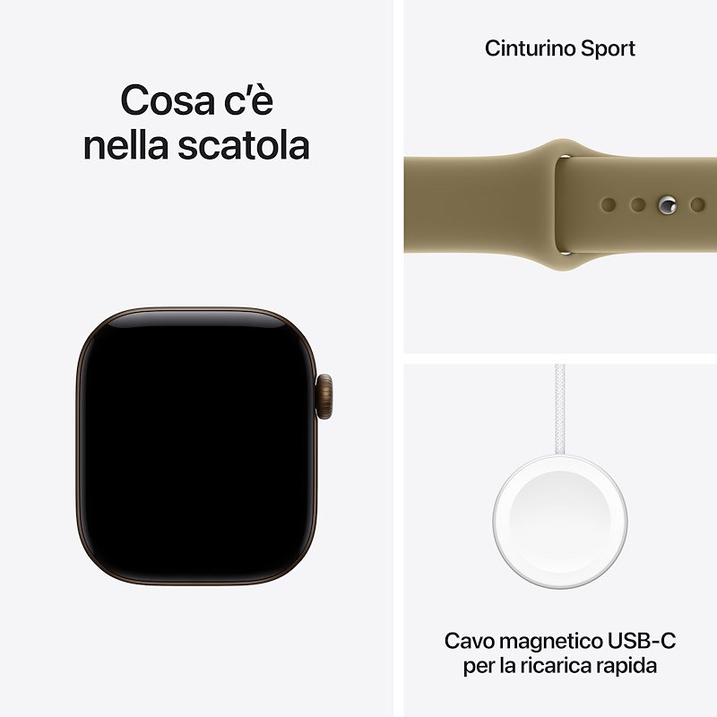 Apple Watch Series 12 GPS+Cellular 42MM M/L Cassa Alluminio Bronzo scuro e Sport Band Oliva