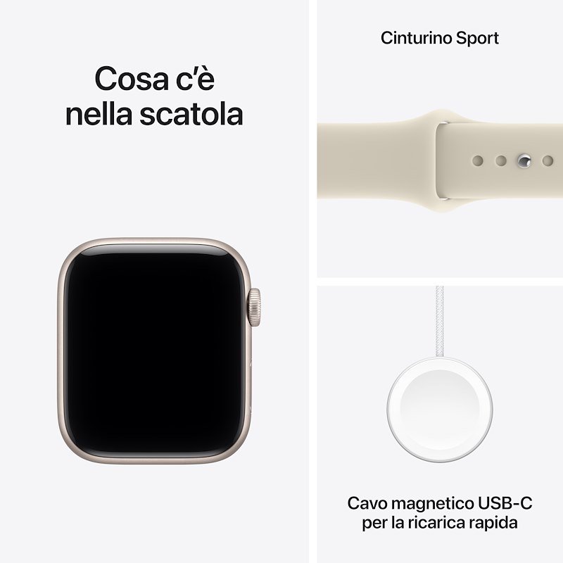 Apple Watch SE 3 GPS 44MM S/M Cassa Alluminio Galassia e Sport Band Sabbia