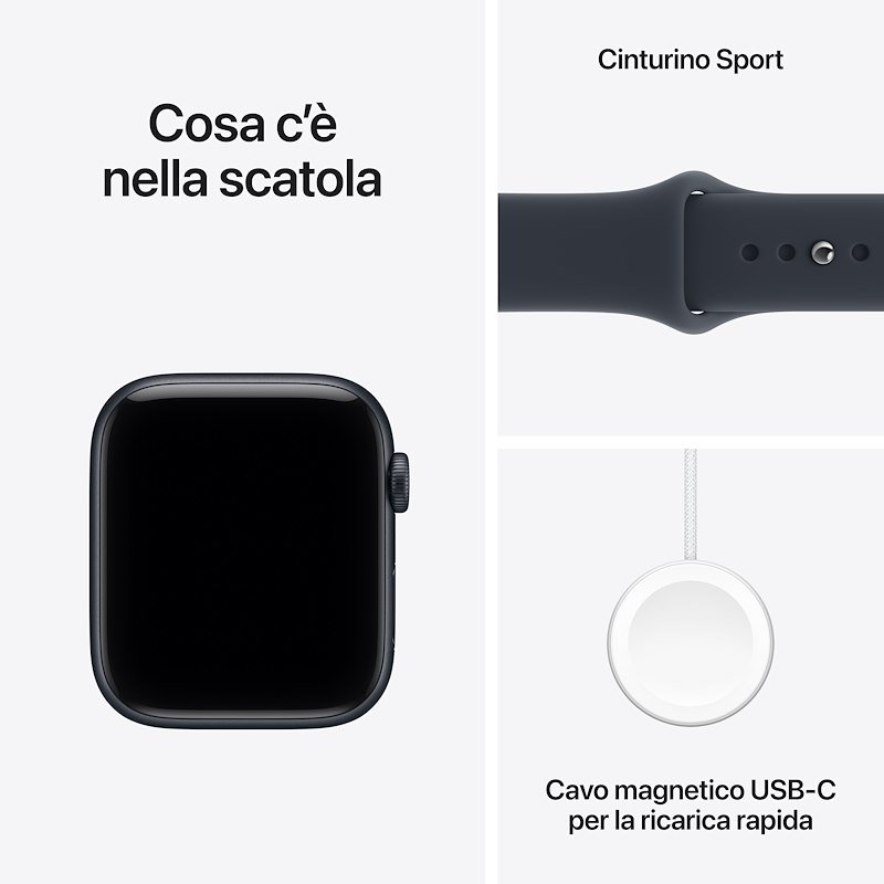 Apple Watch SE 3 GPS+Cellular 44MM S/M Cassa Alluminio Mezzanotte e Sport Band Blu Marino