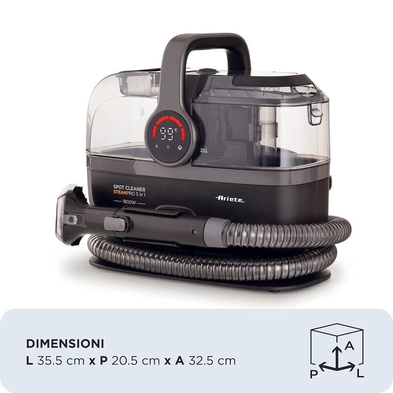 Ariete Lavatappeti e pulitore a vapore Spot Cleaner Steam PRO 5in1 2484 Nero