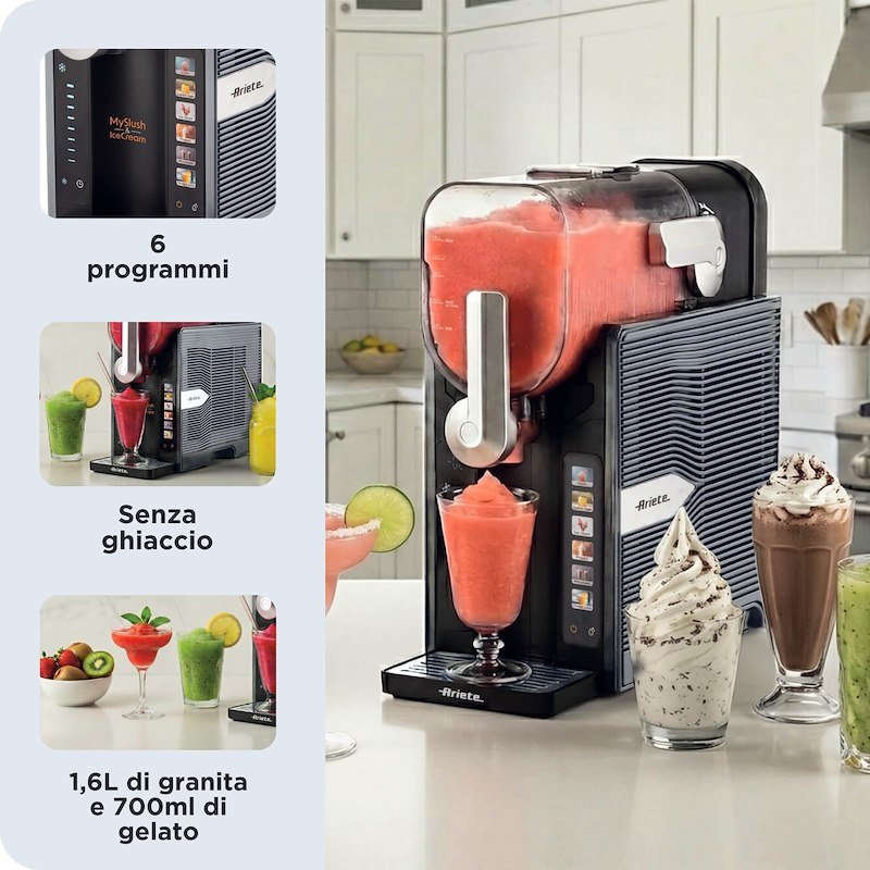 Ariete Macchina per granite e gelati MySlush & IceCream 655 Acciaio inox Nero