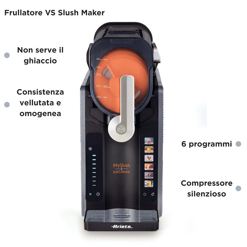 Ariete Macchina per granite e gelati MySlush & IceCream 655 Acciaio inox Nero