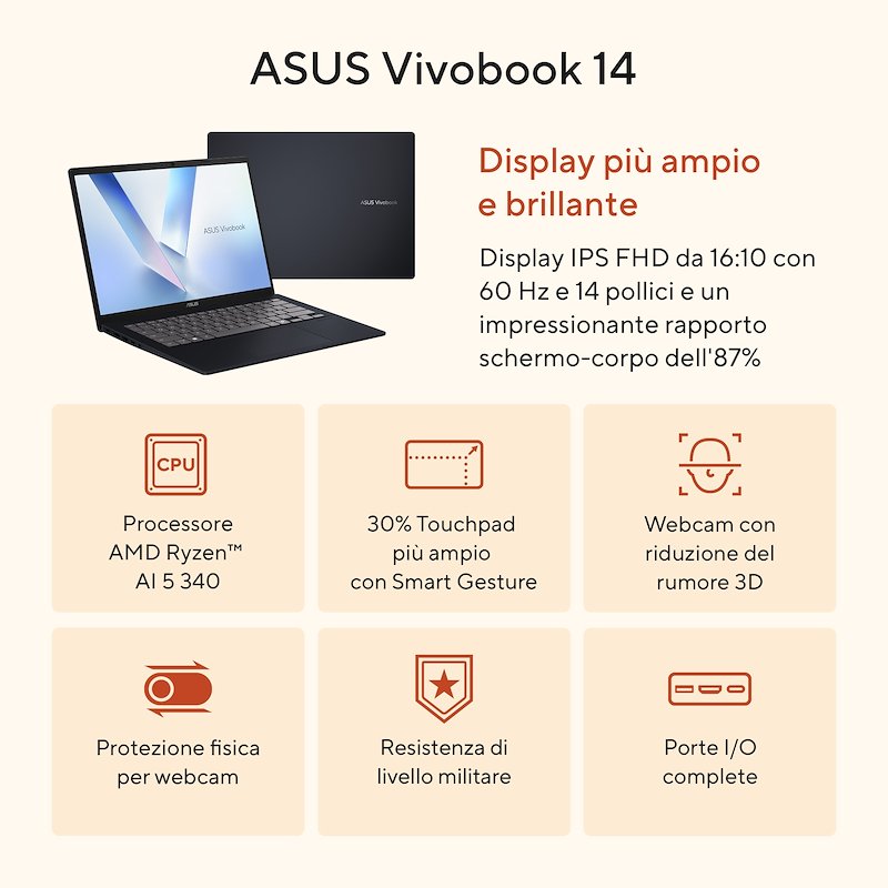 Asus Notebook Vivobook 14 M1407ka-ly014w 16/512 GB 14" Blue