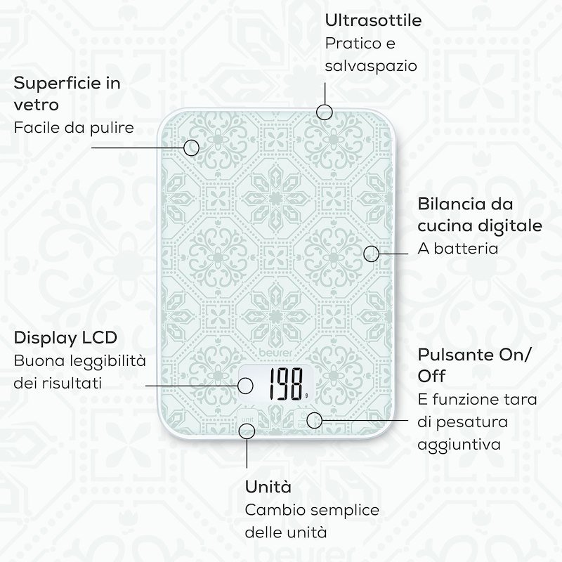 Beurer Bilancia Ks 19 Vintage Bianco e Azzurro