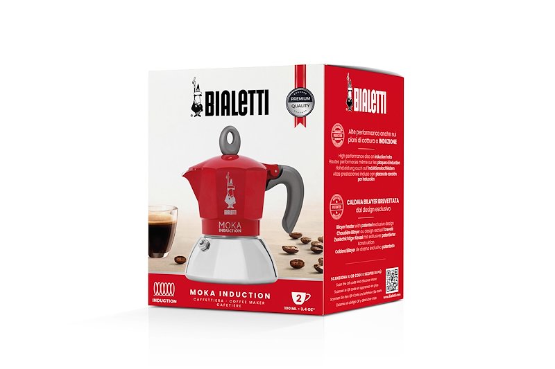 Bialetti Moka Induction 2 tazze 0006942/np Rosso/Silver