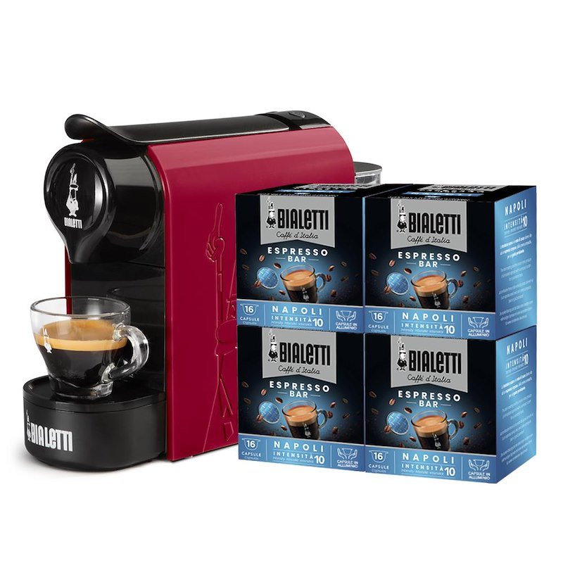 Bialetti Bundle Gioia Rosso + 64 Caps Napoli