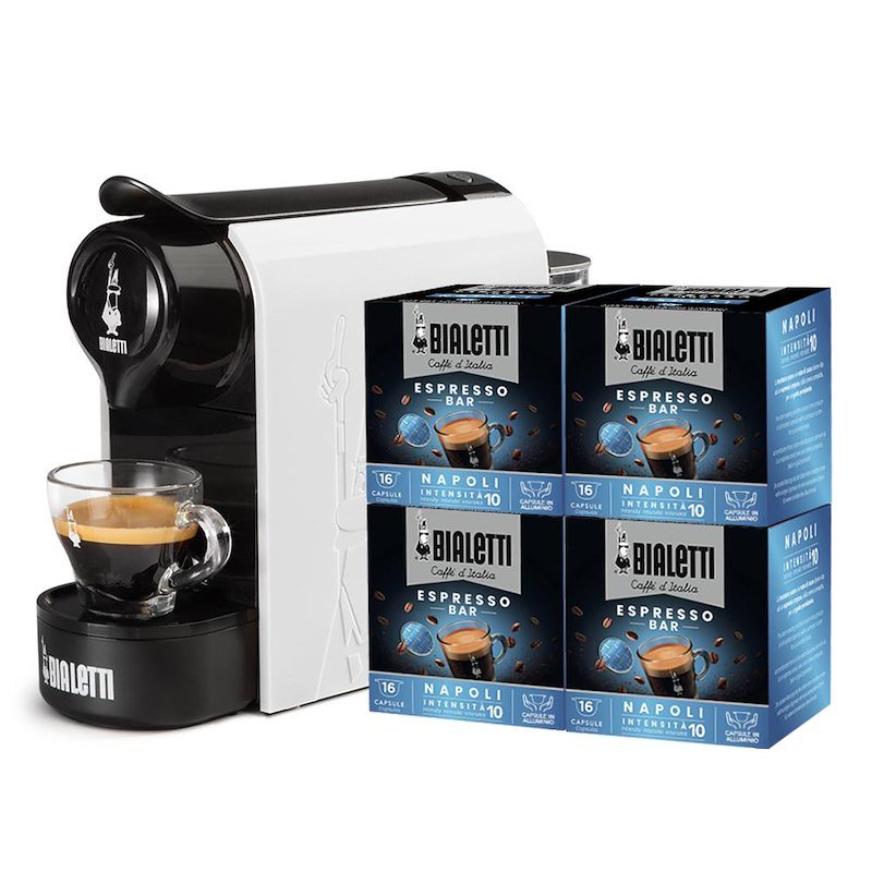 Bialetti Bundle Gioia Bianco+ 64 Caps Napoli