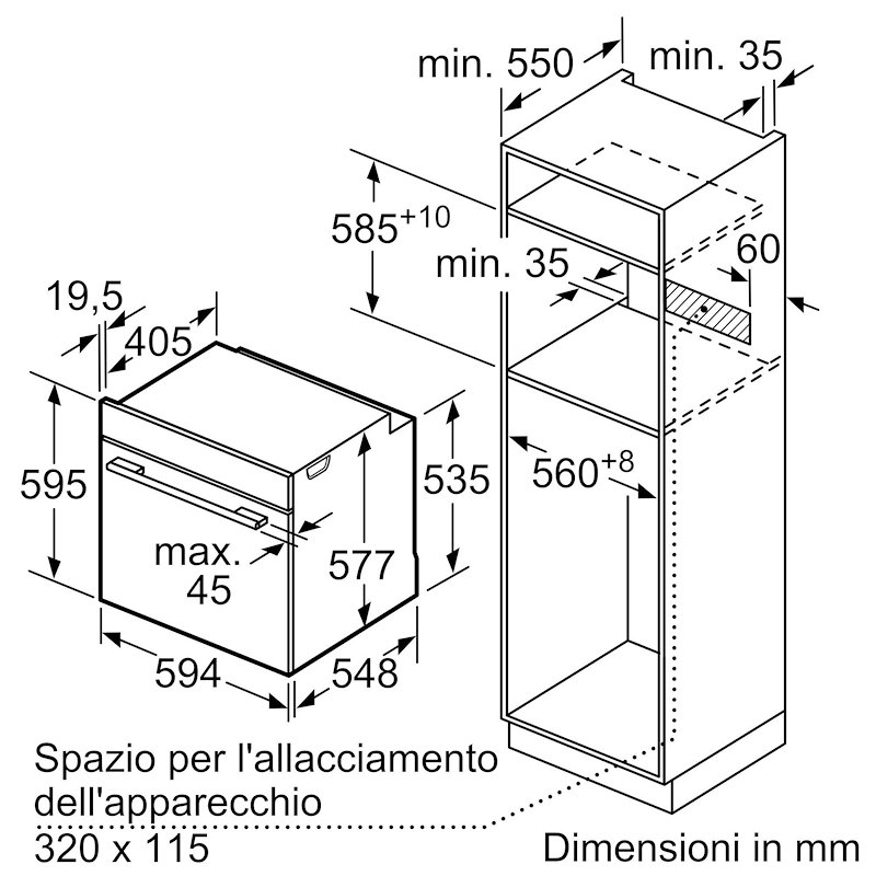 Bosch Forno elettrico Hsg7261b1 Nero