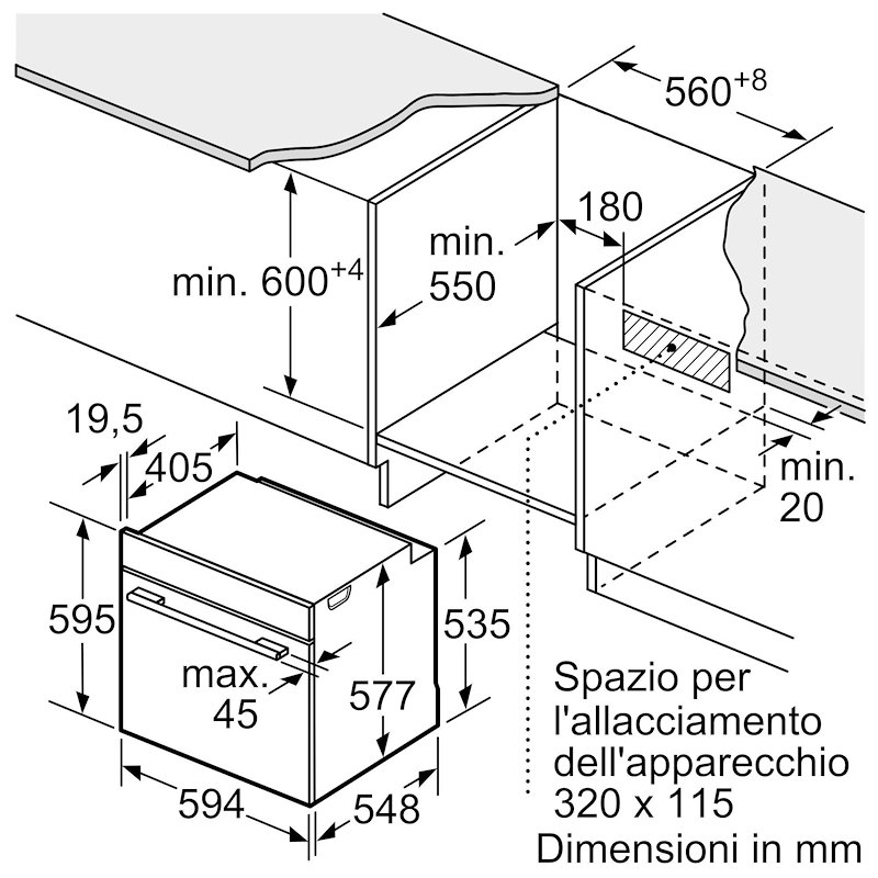 Bosch Forno elettrico Hsg7261b1 Nero