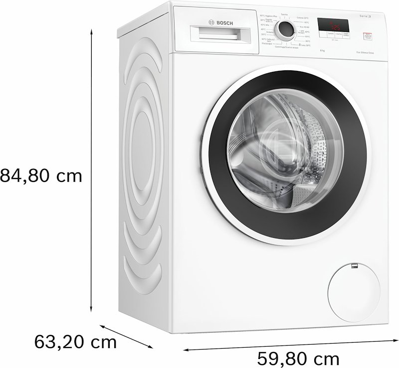 Bosch Lavatrice 8Kg Serie 2 Wge03200it Bianco
