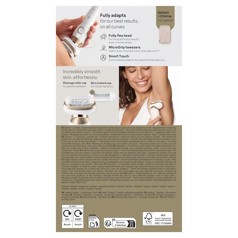 Braun Epilatore Elettrico Silk-Épil Flex 3D 9 9-011 Bianco / Oro