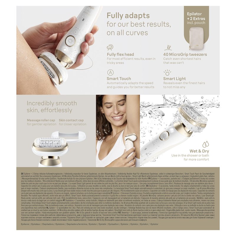 Braun Epilatore Elettrico Silk-Épil Flex 3D 9 9-011 Bianco / Oro