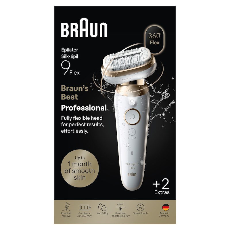 Braun Epilatore Elettrico Silk-Épil Flex 3D 9 9-011 Bianco / Oro
