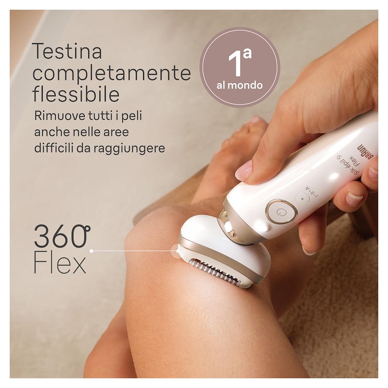 Braun Epilatore Elettrico Silk-Épil Flex 3D 9 9-011 Bianco / Oro