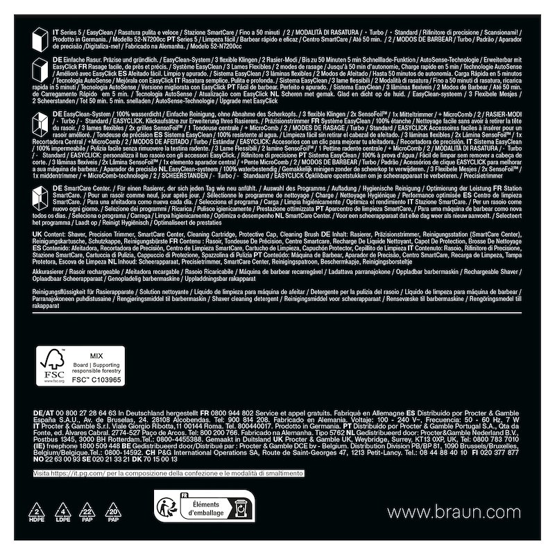 Braun Rasoio Elettrico Series 5 52-N7200CC Nero