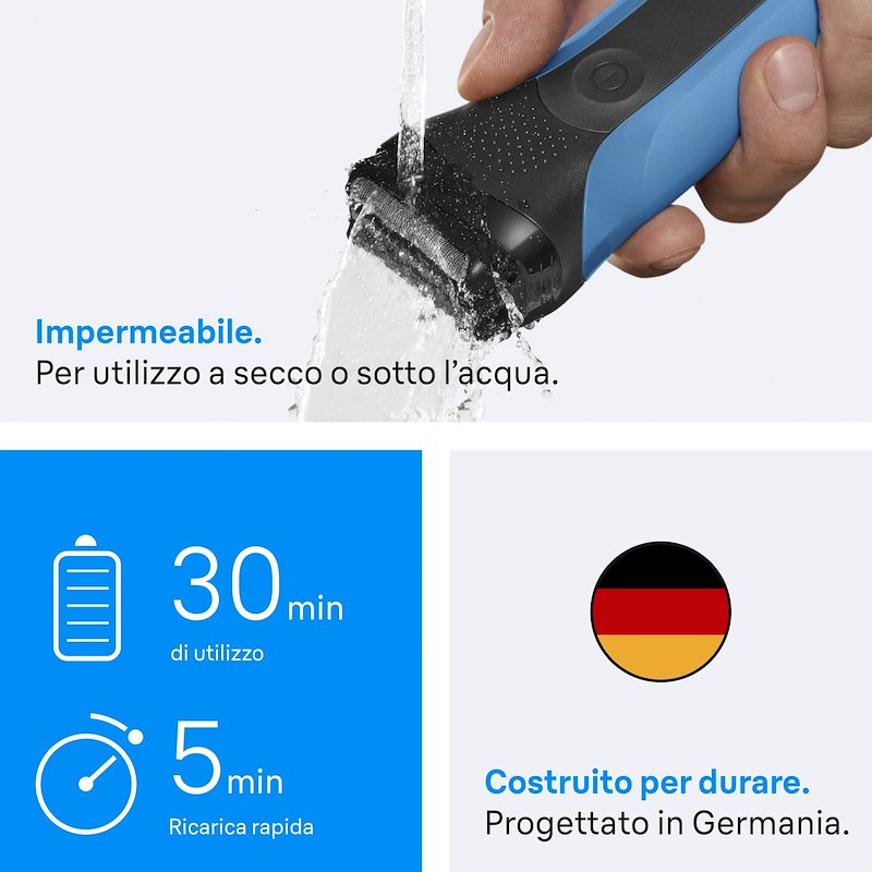 Braun Shaver Series 3 Rasoio Elettrico 310bt Blu