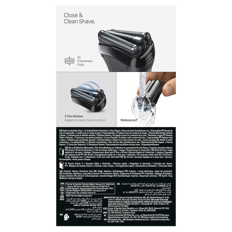 Braun SHAVER Series 3 Rasoio Elettrico 300 BLK/BLK Grigio