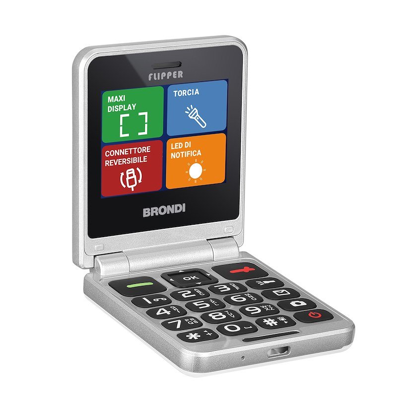 Brondi Cellulare Senior FLIPPER White Metal