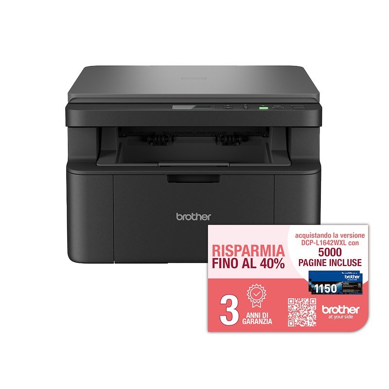 Brother stampante multifunzione 3-in-1 laser monocromatica DCPL1642WXL