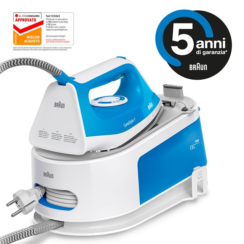 Braun Ferro da Stiro con Caldaia CareStyle 1 Is1012bl Bianco/Blu