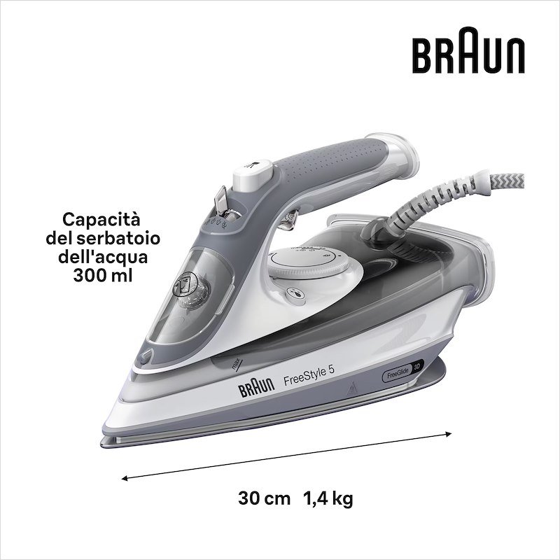 Braun Ferro da stiro a vapore FreeStyle 5 SI5078GY Grigio