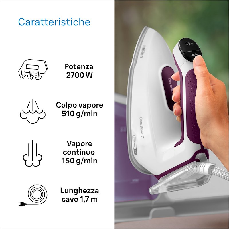 Braun Ferro da stiro con caldaia CareStyle 7 IS7266VI blu