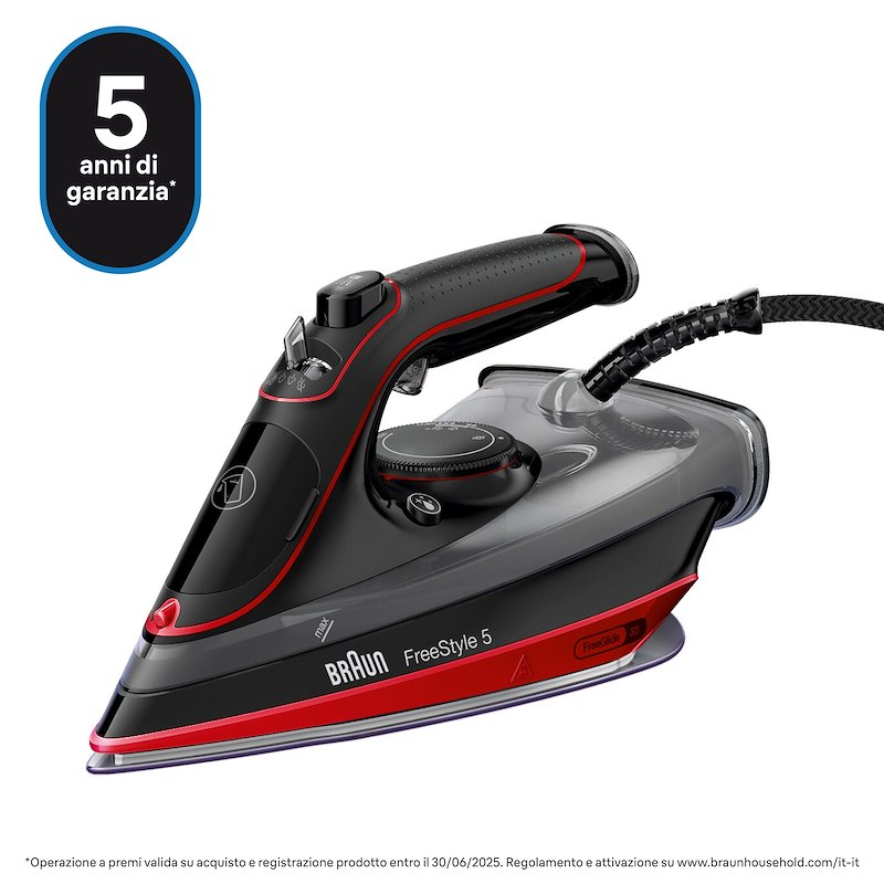 Braun Ferro da stiro a vapore FreeStyle 5 Si5057rd Rosso/Nero