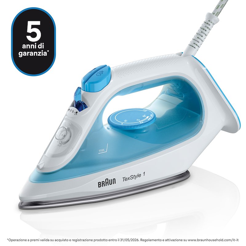 Braun Ferro da stiro a vapore TexStyle 1 SI1050BL Bianco Blu