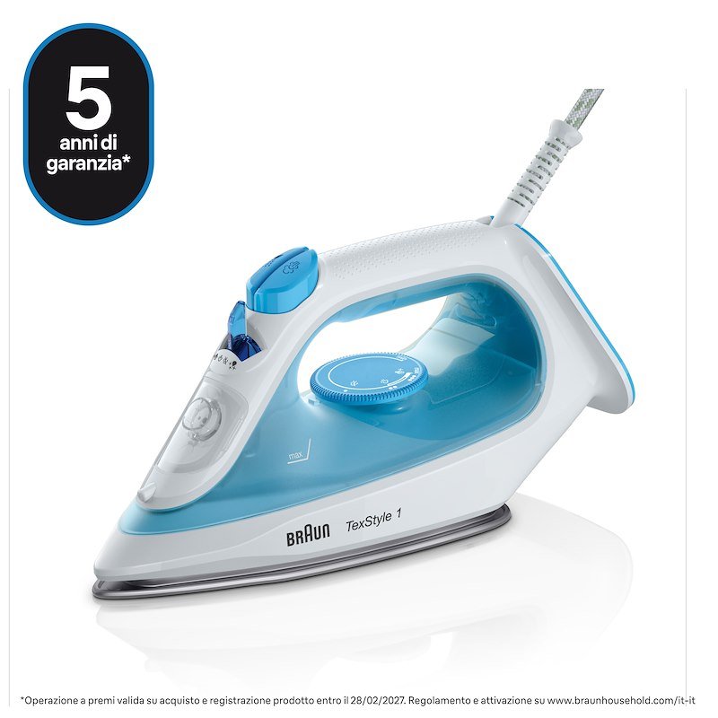 Braun Ferro da stiro a vapore TexStyle 1 SI1050BL Bianco Blu