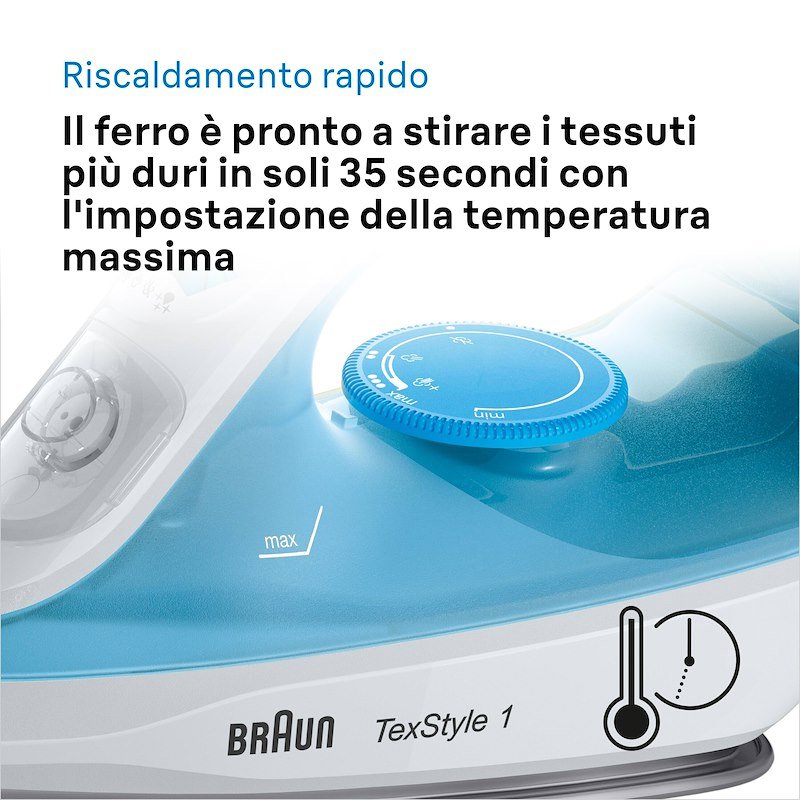 Braun Ferro da stiro a vapore TexStyle 1 SI1050BL Bianco Blu