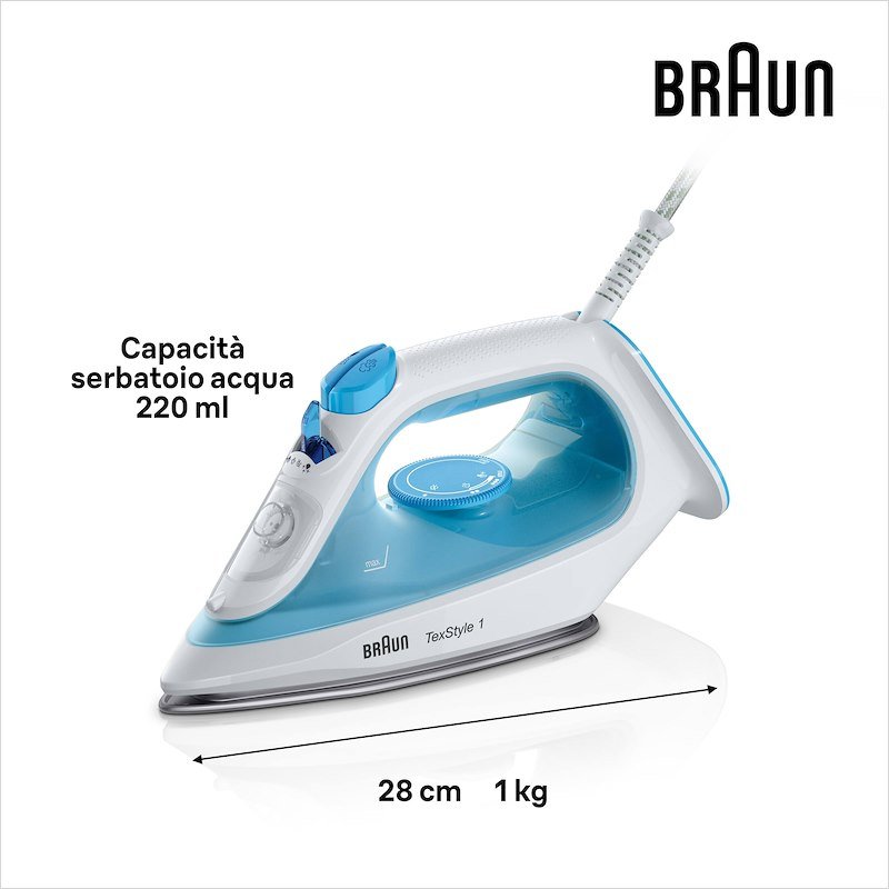 Braun Ferro da stiro a vapore TexStyle 1 SI1050BL Bianco Blu