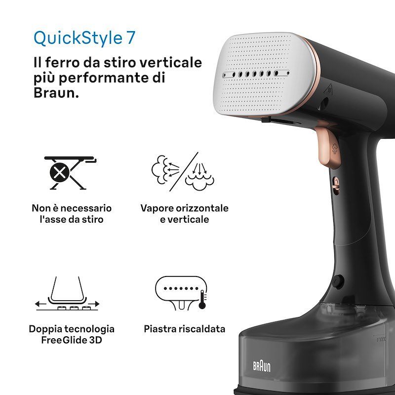 Braun Stiratore verticale QuickStyle 7 GS7077BK Nero