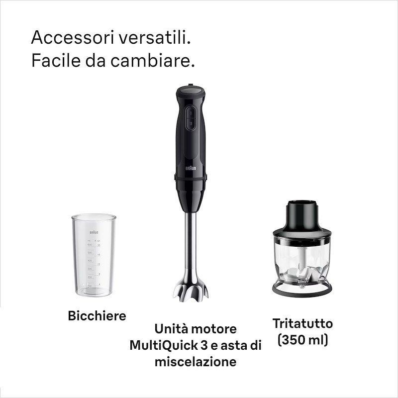 Braun Minipimer MultiQuick3 Mq30201mbk Nero