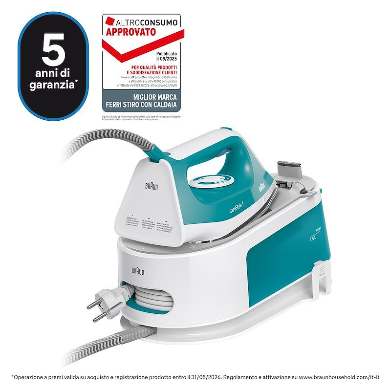 Braun Sistema stirante CareStyle 1 IS1013GR Bianco/Turchese