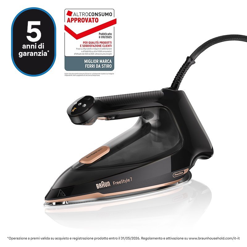 Braun Ferro a vapore FREESTYLE 7 Fi7276bk Nero / Rame