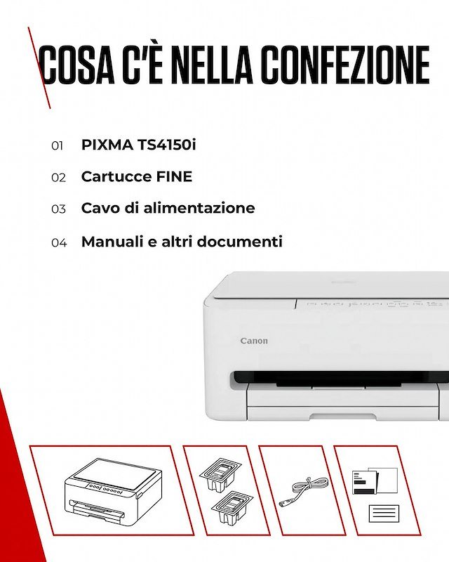 Canon Stampante Inkjet multifunzionale Pixma Ts4150 Bianca