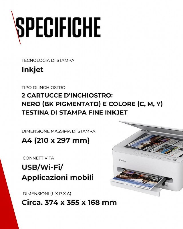 Canon Stampante Inkjet multifunzionale Pixma Ts4150 Bianca