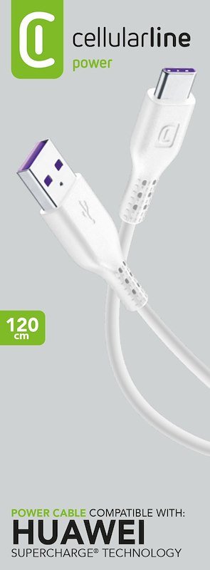Cellularline Cavo Dati USB / USB-C SuperCharge Usbdatacscusbcw Bianco