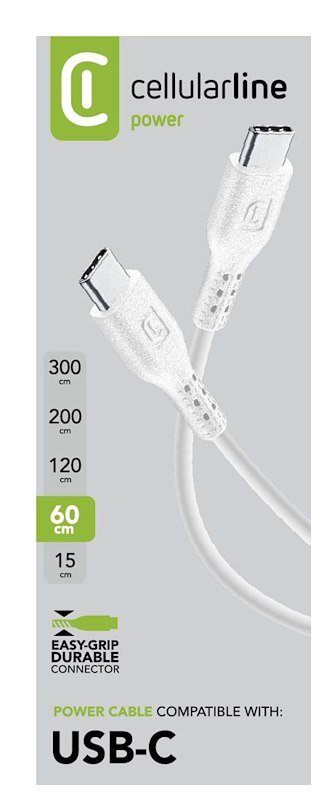 Cellularline Cavo USB-C Power Cable 60cm Usbdata06usbc2cw Bianco