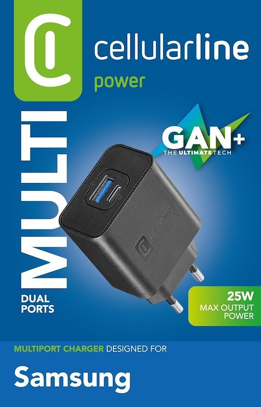 Cellularline caricabatterie da rete Achsmusb2pd25wk Nero