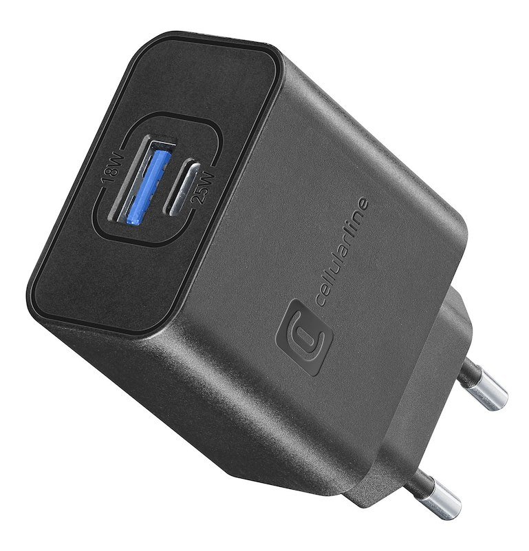 Cellularline caricabatterie da rete Achsmusb2pd25wk Nero
