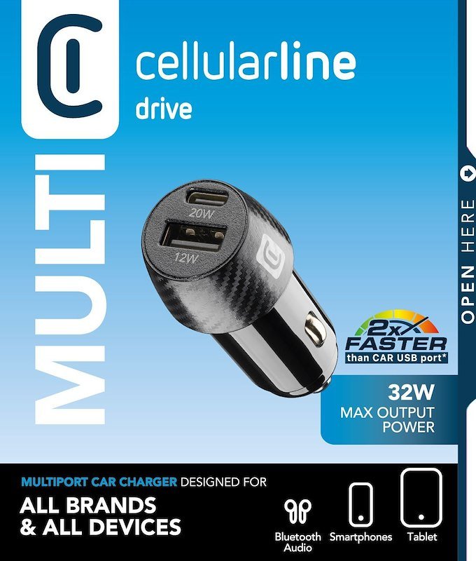 Cellularline CAR MULTIPOWER Cbrusb2pd32wk Nero
