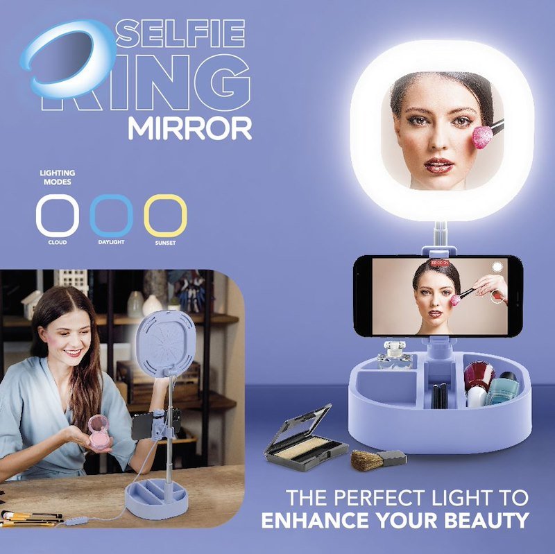 Cellularline Selfie Ring Mirror universale azzurro