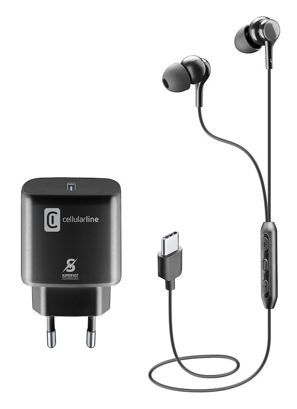 Cellularline Kit Adattatore e Auricolari USB-C