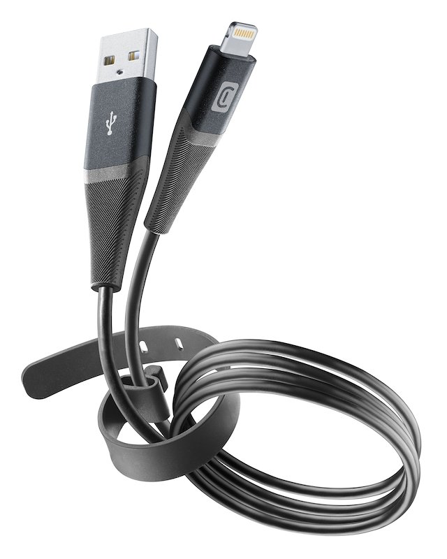 Cellularline Lightning Cavo con cinturino Usbdatabeltmfik Nero