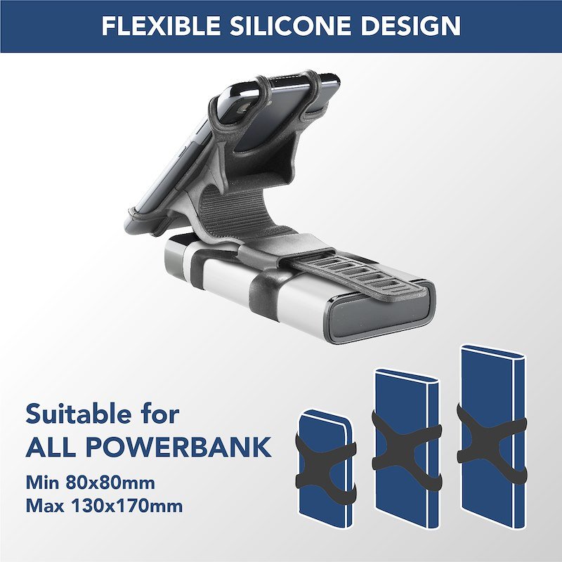 Cellularline Rider Power - Universal Supporto per manubrio con fascetta porta powerbank integrata - 4