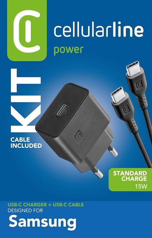 Cellularline USB-C Charger Kit ACHSMKITC2C15WK nero