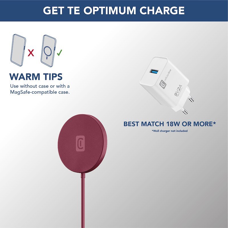 Cellularline MAG Wireless Charger MAGSFWIRELESSCOLR  rosso